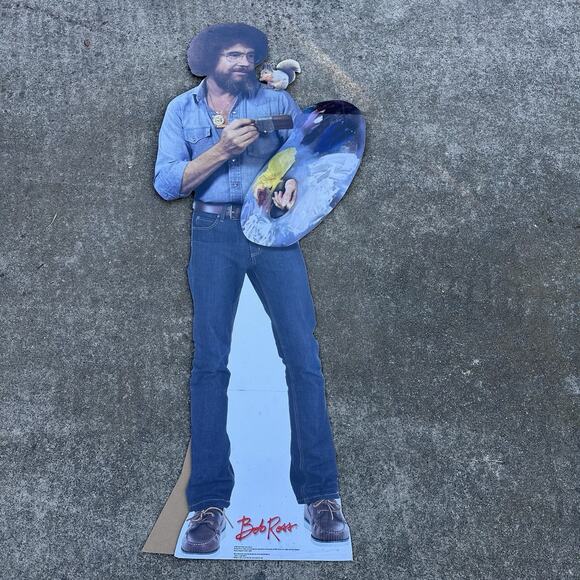 BOB ROSS THE JOY OF PAINTING ARTIST LIFESIZE CARDBOARD STANDUP STANDEE CUTOUT - Picture 1 of 8